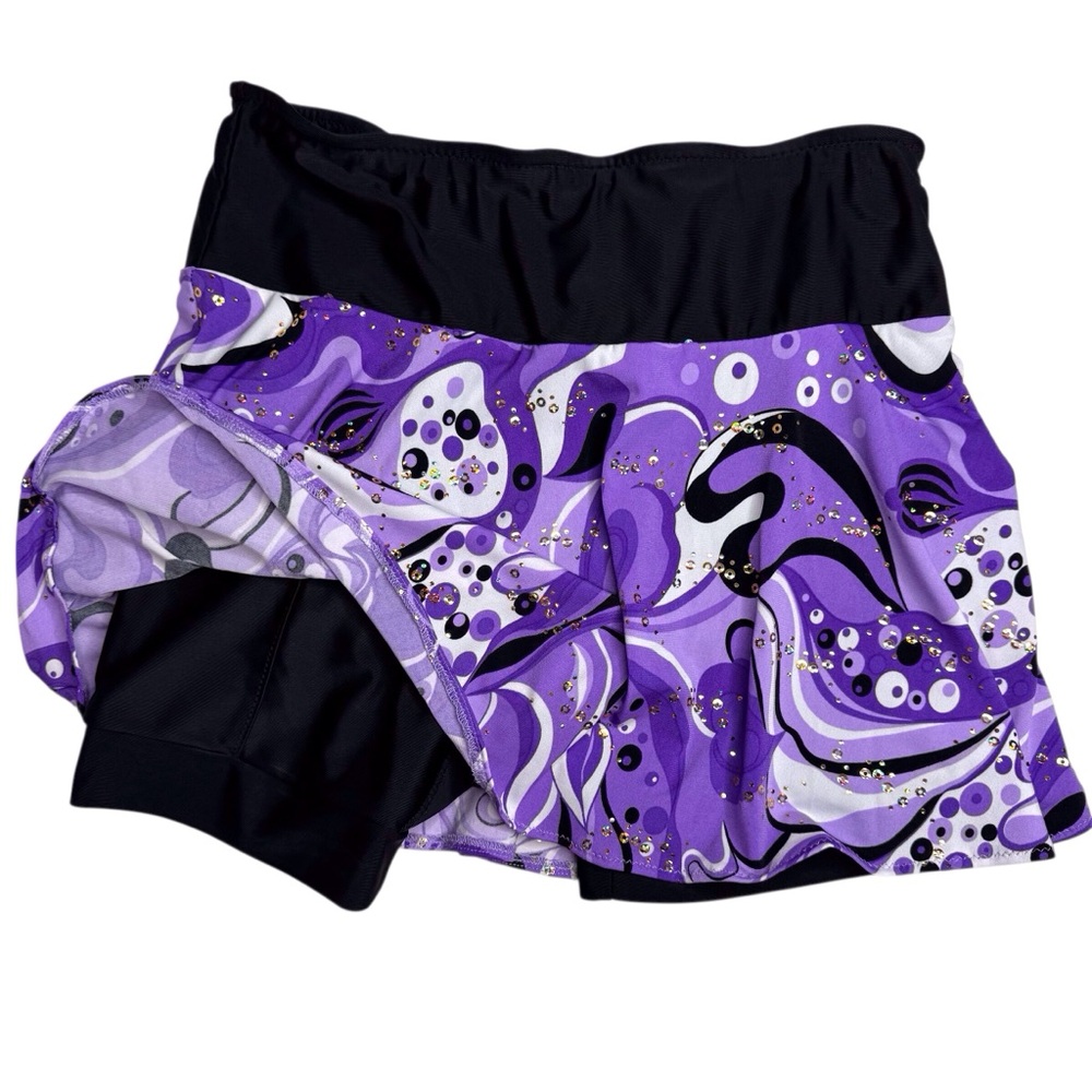 Sparkle Skirts Running Skort 60s Mod Psychedelic Sequins Pickleball Tennis Golf